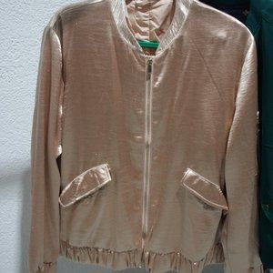Rose Gold Satin Bomber Jacket M